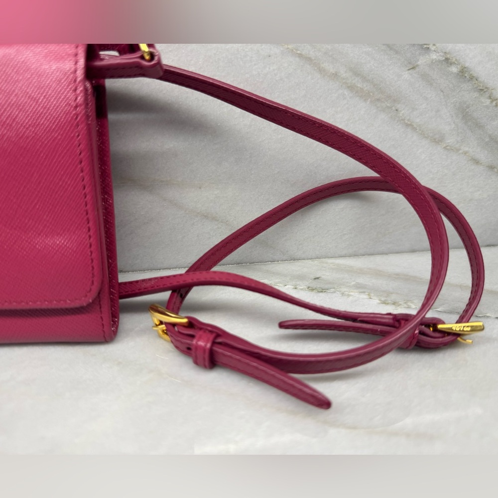 Prada Ibisco Saffiano Leather Wallet On Chain(leather strap) Pochette/Clutch Bag - Picture 2 of 13